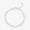 Bijoux Bar Delicates Silver Tone Womens Link Chain Bracelet In White