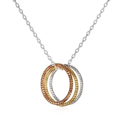 Bijoux Bar Delicates Tri Tone Womens Circle 16 Inch Pendant Necklace In Multi