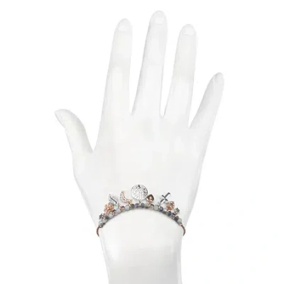 Bijoux Bar Delicates Two Tone Tree Of Life Womens Cross Flower Heart Bolo Bracelet In Multi