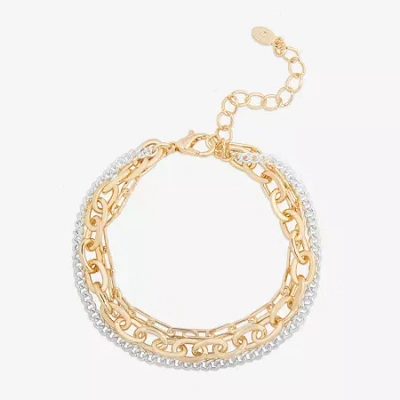 Bijoux Bar Delicates Two Tone Womens 7.5 Inch Solid Link Chain Bracelet In Multi