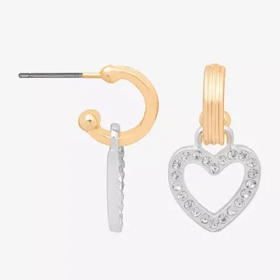 Bijoux Bar Delicates Two Tone Womens Glass Heart Drop Earrings In Multi