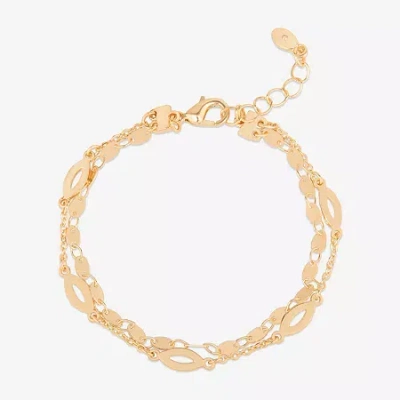 Bijoux Bar Delicates Womens 7.5 Inch Solid Link Chain Bracelet In Yellow