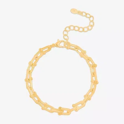 Bijoux Bar Delicates Womens 7.5 Inch Solid Link Chain Bracelet In Yellow