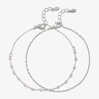Bijoux Bar Delicates Womens 9 Inch Solid Link Ankle Bracelet In Pink