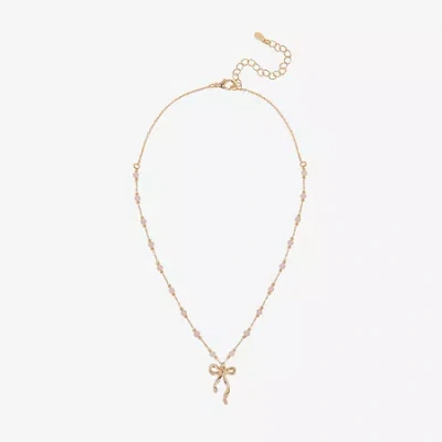 Bijoux Bar Delicates Womens Bow 16 Inch Pendant Necklace In Gold