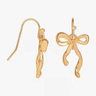Bijoux Bar Delicates Womens Bow Drop Earrings In Gold