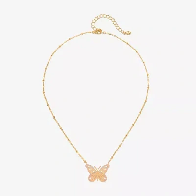 Bijoux Bar Delicates Womens Butterfly 16 Inch Pendant Necklace In Gold
