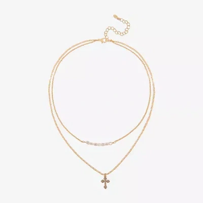 Bijoux Bar Delicates Womens Glass 16 Inch Strand Necklace In Gold