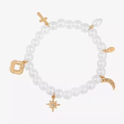 Bijoux Bar Delicates Womens Glass Charm Bracelet In White