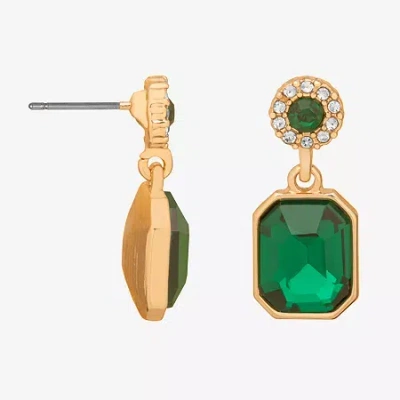Bijoux Bar Delicates Womens Glass Drop Earrings In Green