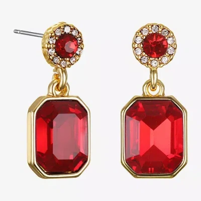 Bijoux Bar Delicates Womens Glass Drop Earrings In Red