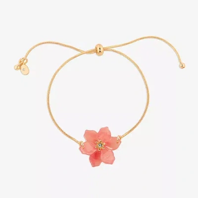 Bijoux Bar Delicates Womens Glass Flower Bolo Bracelet In Pink