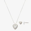 Bijoux Bar Delicates Womens Glass Heart 2-pc. Jewelry Set In Silver
