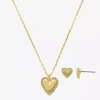 Bijoux Bar Delicates Womens Glass Heart 2-pc. Jewelry Set In Gold