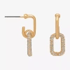 Bijoux Bar Delicates Womens Glass Paperclip Drop Earrings In Gold