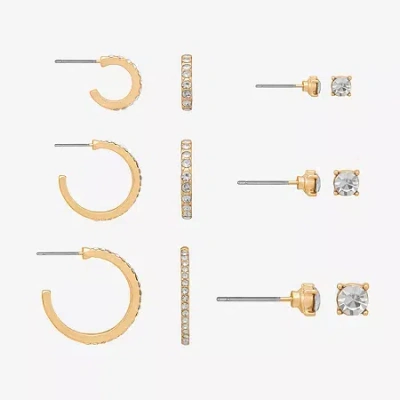 Bijoux Bar Delicates Womens Glass Round 6 Pair Earring Set In Yellow