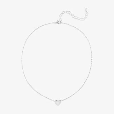 Bijoux Bar Delicates Womens Heart 16 Inch Pendant Necklace In Silver