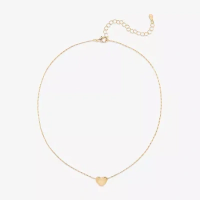 Bijoux Bar Delicates Womens Heart 16 Inch Pendant Necklace In Yellow