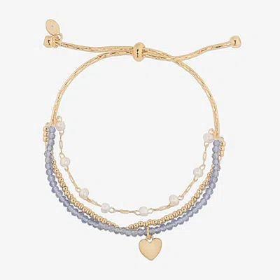 Bijoux Bar Delicates Womens Heart Beaded Bracelet In Yellow
