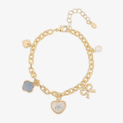 Bijoux Bar Delicates Womens Heart Charm Bracelet In Yellow
