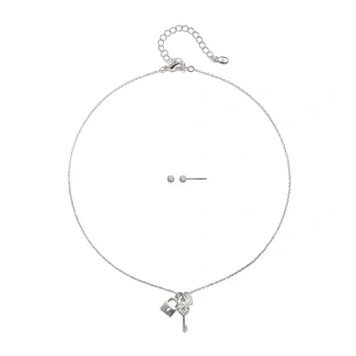Bijoux Bar Delicates Womens Keys 2-pc. Jewelry Set In Silver