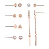 Bijoux Bar Delicates Womens Simulated Pearl 6 Pair Earring Set In Pink