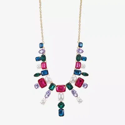 Bijoux Bar Frontal Womens Multi Color Statement Necklace