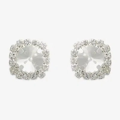 Bijoux Bar Glass 14.1mm Round Stud Earrings In Silver