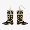 Bijoux Bar Gold Tone Boot Womens Glass Drop Earrings In Black