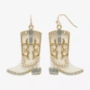 Bijoux Bar Gold Tone Boot Womens Glass Drop Earrings In White