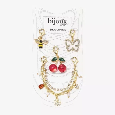 Bijoux Bar Gold Tone Butterfly Cherries Shoe Charm In Multi