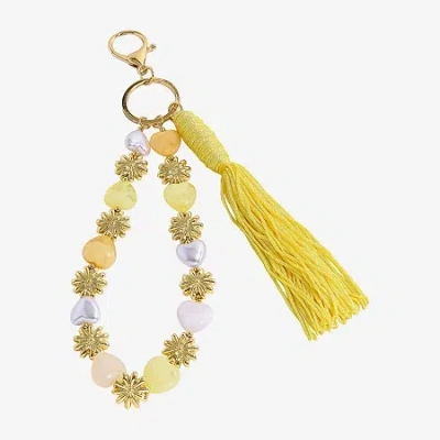 Bijoux Bar Gold Tone Flower Bag Charm In Yellow