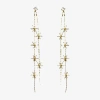 Bijoux Bar Gold Tone Linear Womens Flower Drop Earrings In Yellow