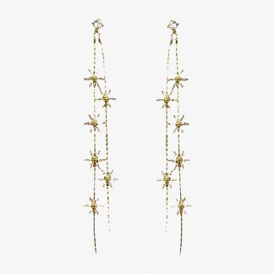 Bijoux Bar Gold Tone Linear Womens Flower Drop Earrings In Yellow