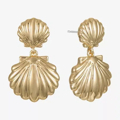 Bijoux Bar Gold Tone Shell Womens Hypoallergenic Drop Earrings In Yellow