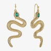 Bijoux Bar Gold Tone Snake Womens Green Glass Drop Earrings In Gold