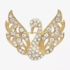 Bijoux Bar Gold Tone Swan Glass Brooch In Gold