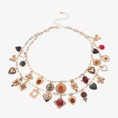 Bijoux Bar Gold Tone Womens 19 Inch Strand Necklace In Multi