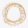 Bijoux Bar Gold Tone Womens 5-pc. Pink Glass Bracelet Set In Yellow