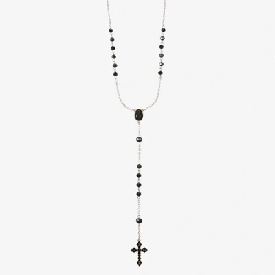 Bijoux Bar Gold Tone Womens Black Glass 24 Inch Y Necklace