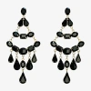 Bijoux Bar Gold Tone Womens Black Glass Chandelier Earrings In Black