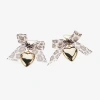 Bijoux Bar Gold Tone Womens Bow Heart Drop Earrings In Gold