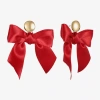 Bijoux Bar Gold Tone Womens Bow Hypoallergenic Drop Earrings In Red