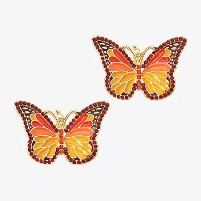 Bijoux Bar Gold Tone Womens Butterfly Drop Earrings In Multi