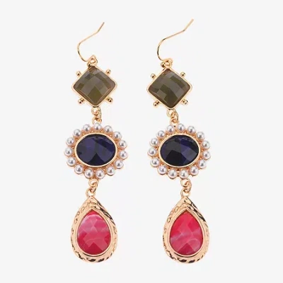 Bijoux Bar Gold Tone Womens Drop Earrings In Multi