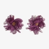 Bijoux Bar Gold Tone Womens Flower Drop Earrings In Purple