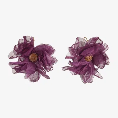 Bijoux Bar Gold Tone Womens Flower Drop Earrings In Purple