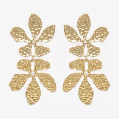 Bijoux Bar Gold Tone Womens Flower Drop Earrings In Yellow