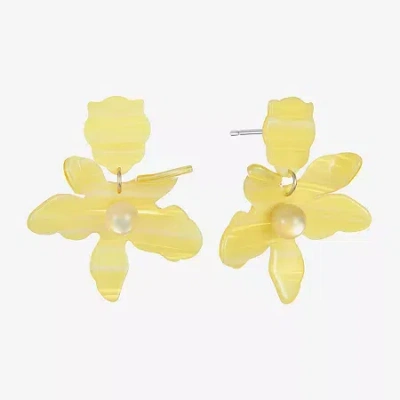 Bijoux Bar Gold Tone Womens Flower Hypoallergenic Drop Earrings In Yellow