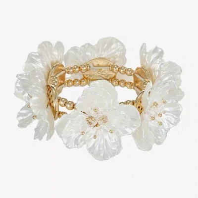 Bijoux Bar Gold Tone Womens Flower Stretch Bracelet In Multi